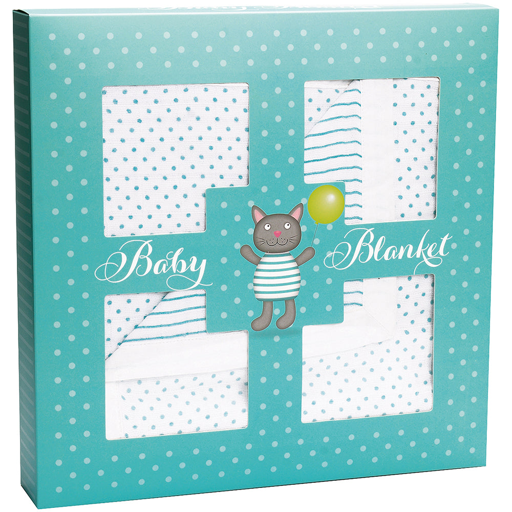 Muslin Blanket in Box - Cat (Blue)