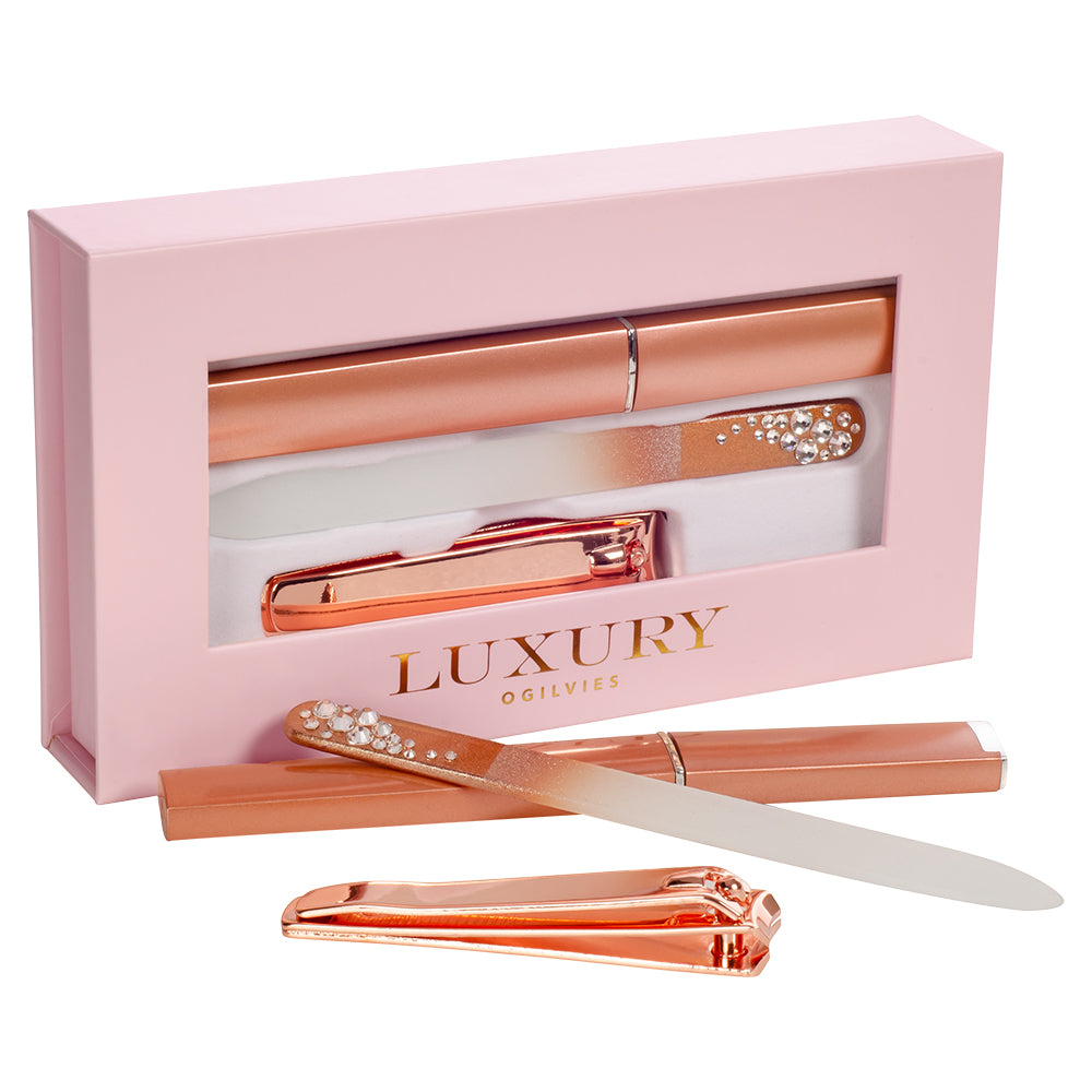 Nail File and Clipper Set - Rose