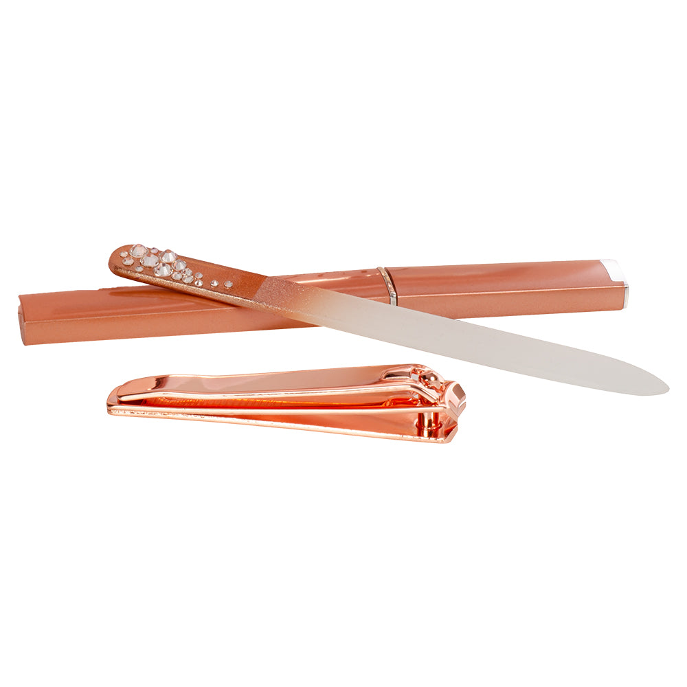 Nail File and Clipper Set - Rose