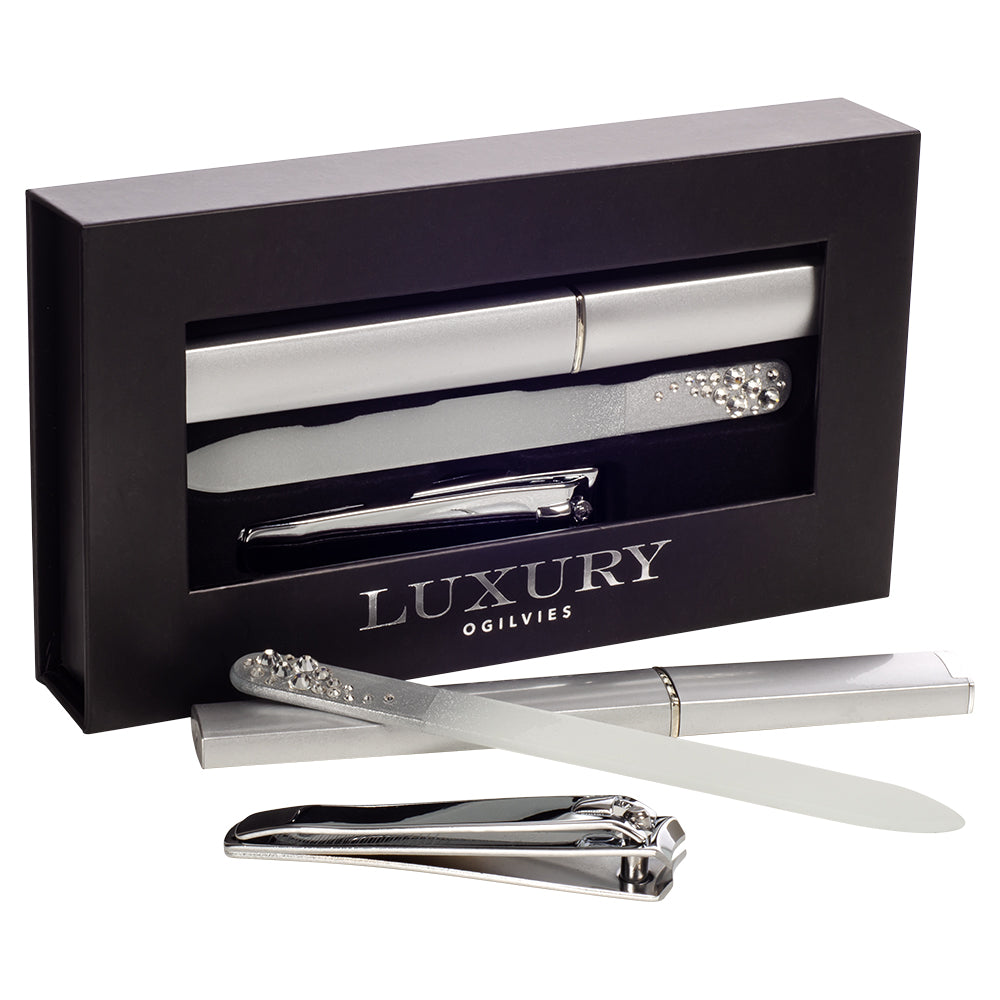 Nail File and Clipper Set - Silver