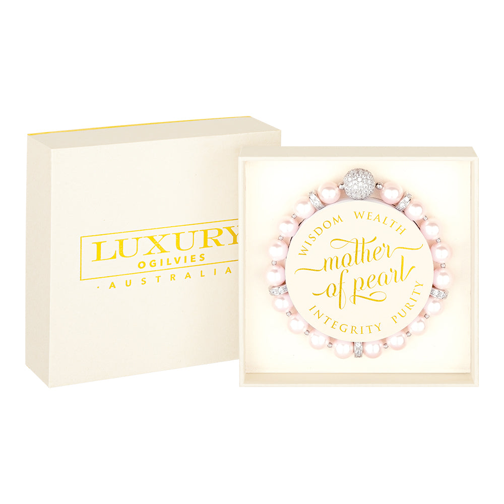 Pearl Bracelet - Blush with Silver
