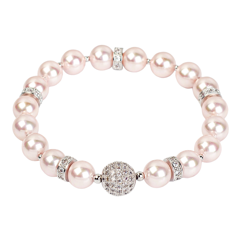 Pearl Bracelet - Blush with Silver