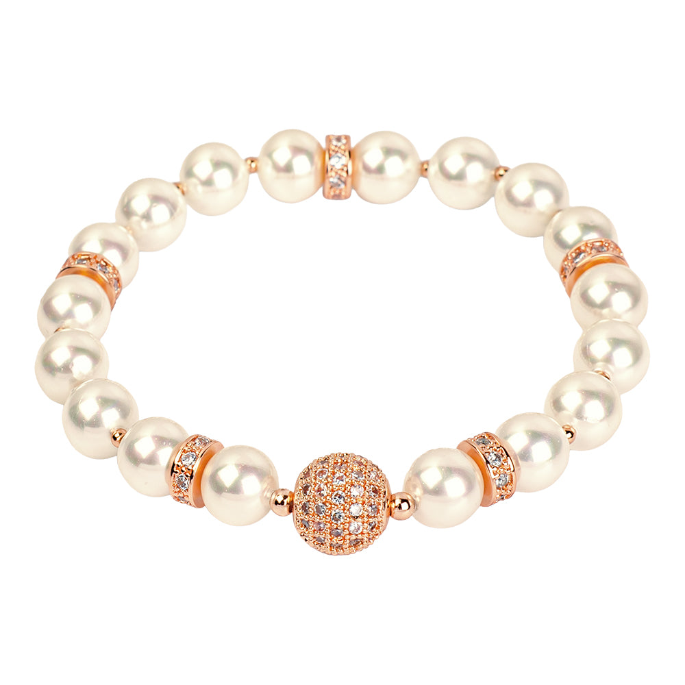 Pearl Bracelet - Ivory with Rose