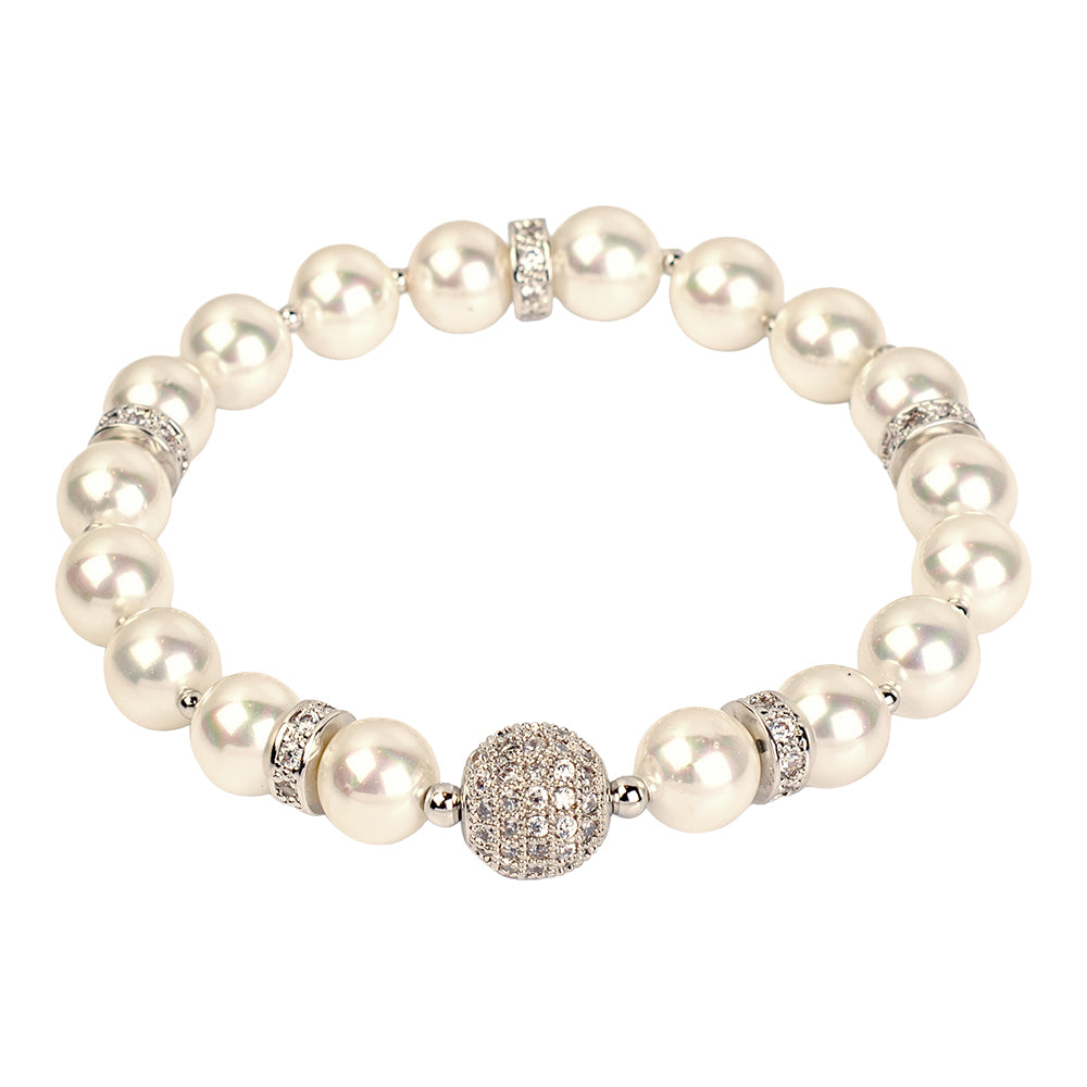 Pearl Bracelet - Ivory with Silver