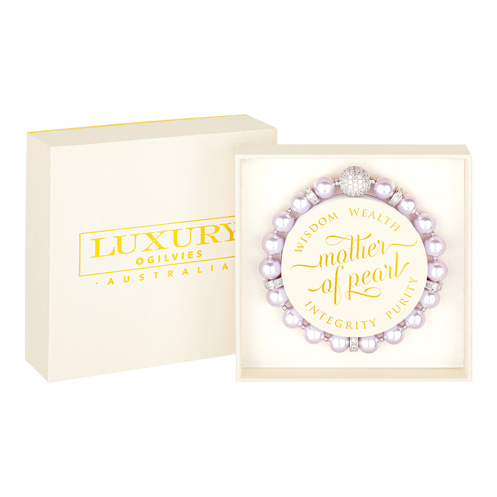 Pearl Bracelet - Lilac with Silver