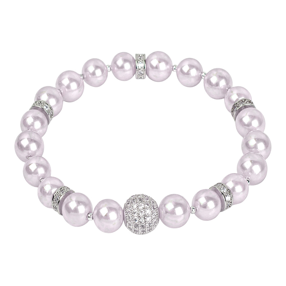 Pearl Bracelet - Lilac with Silver