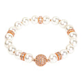 Pearl Bracelet - White with Rose