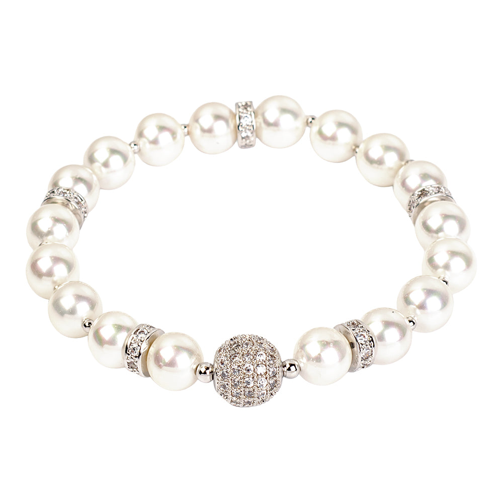 Pearl Bracelet - White with Silver