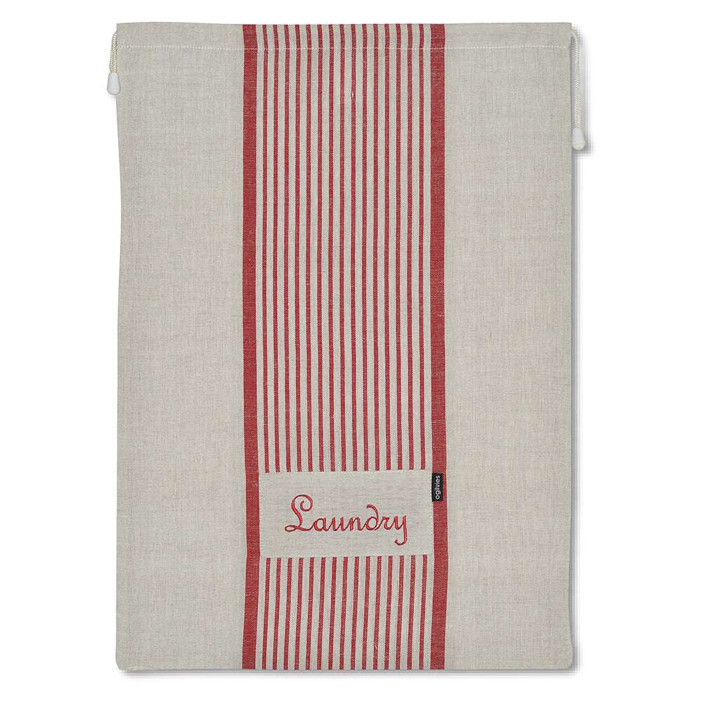 Provincial Linen Laundry Bag - Red