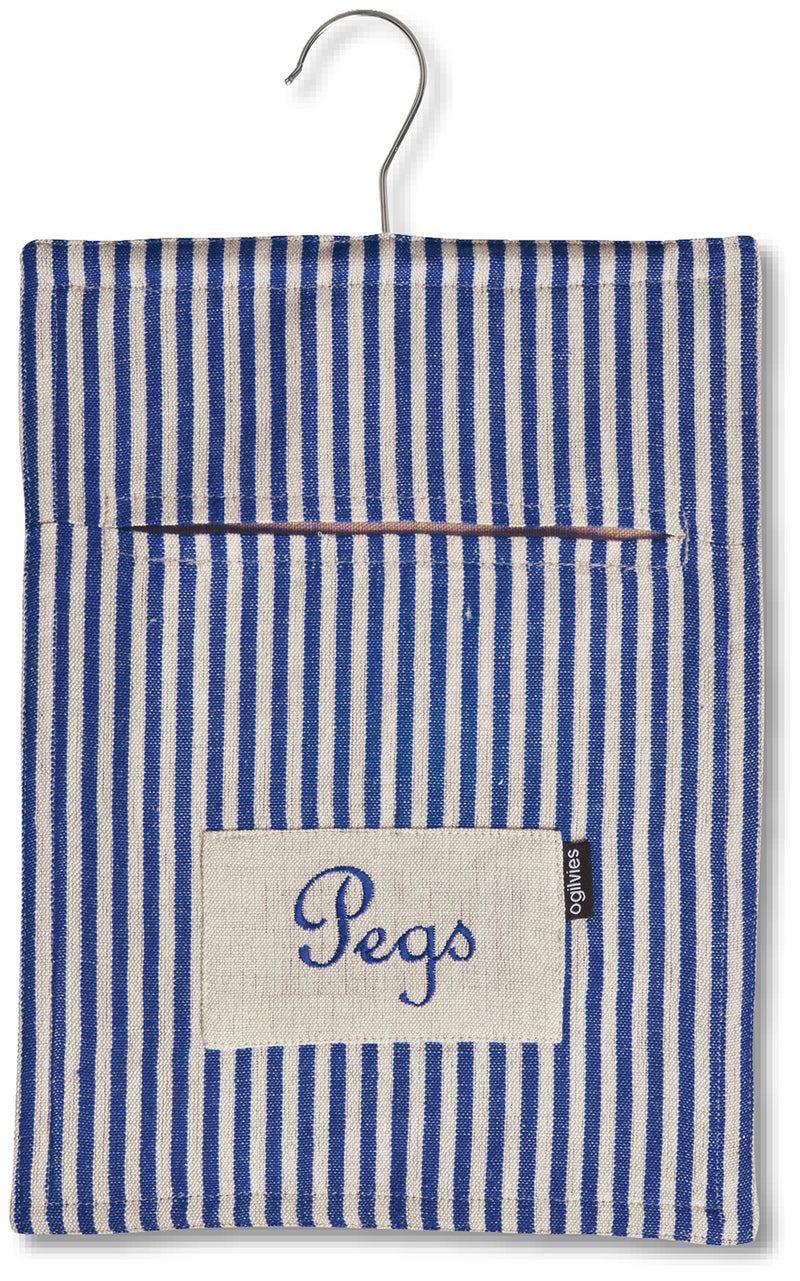 Provincial Linen Peg Bag - Blue