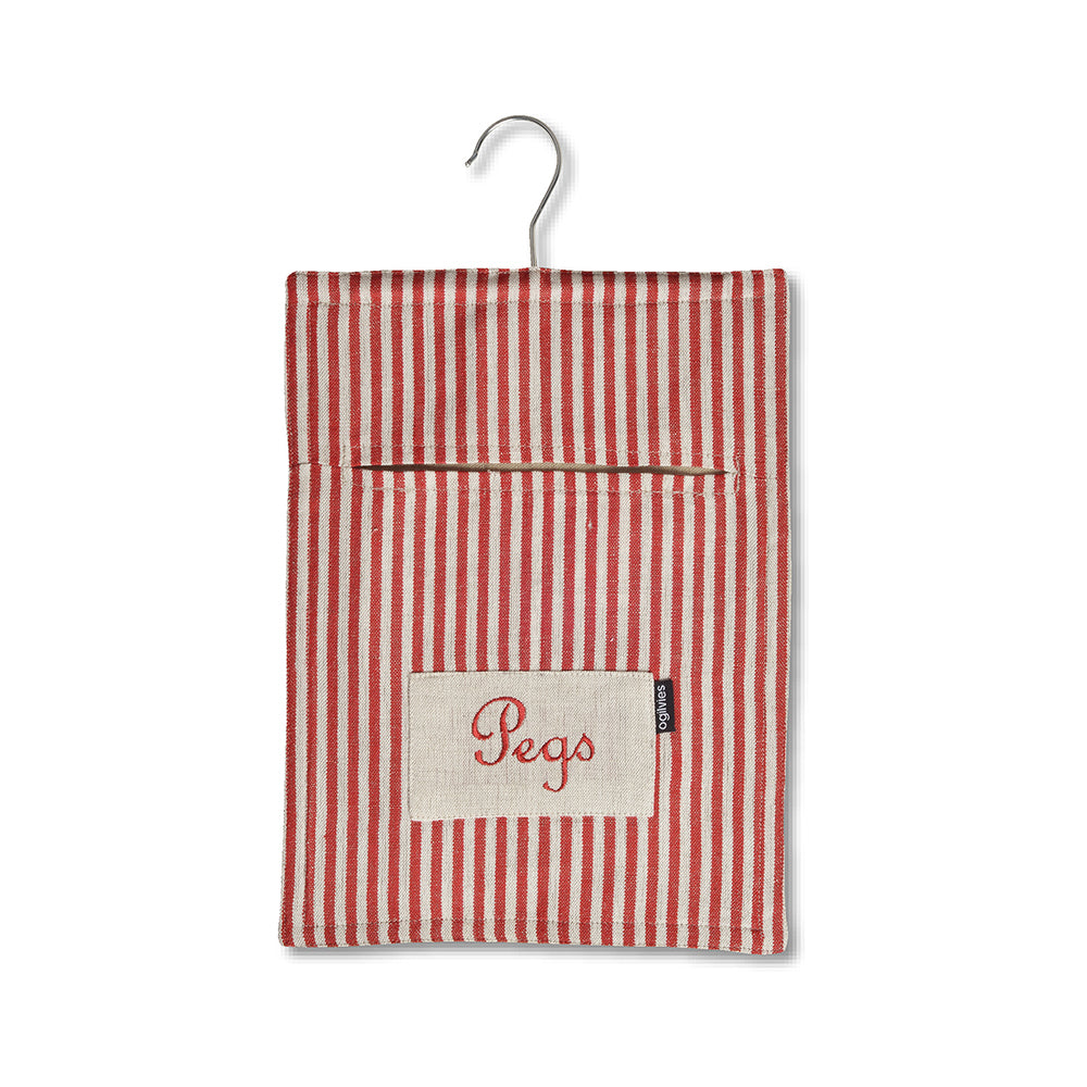 Provincial Linen Peg Bag - Red