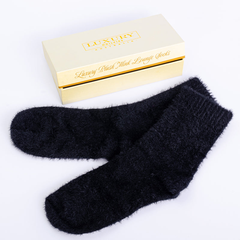 Plush Mink Bed Socks - Black