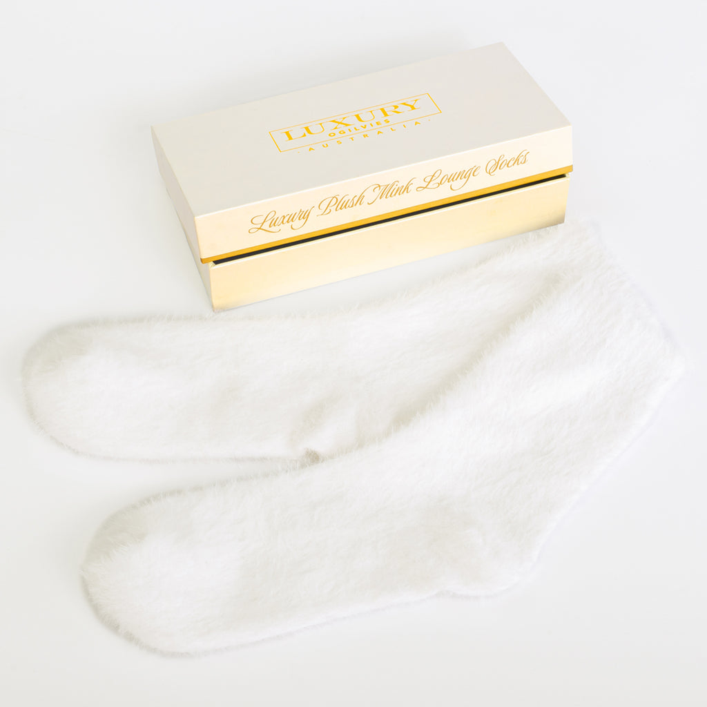 Plush Mink Bed Socks - Ivory