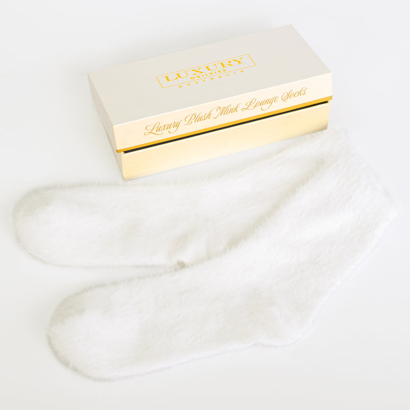 Plush Mink Bed Socks - Ivory
