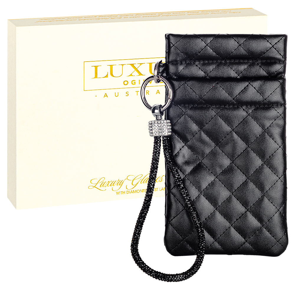 Pouch with Diamonte Wrist Strap - Black