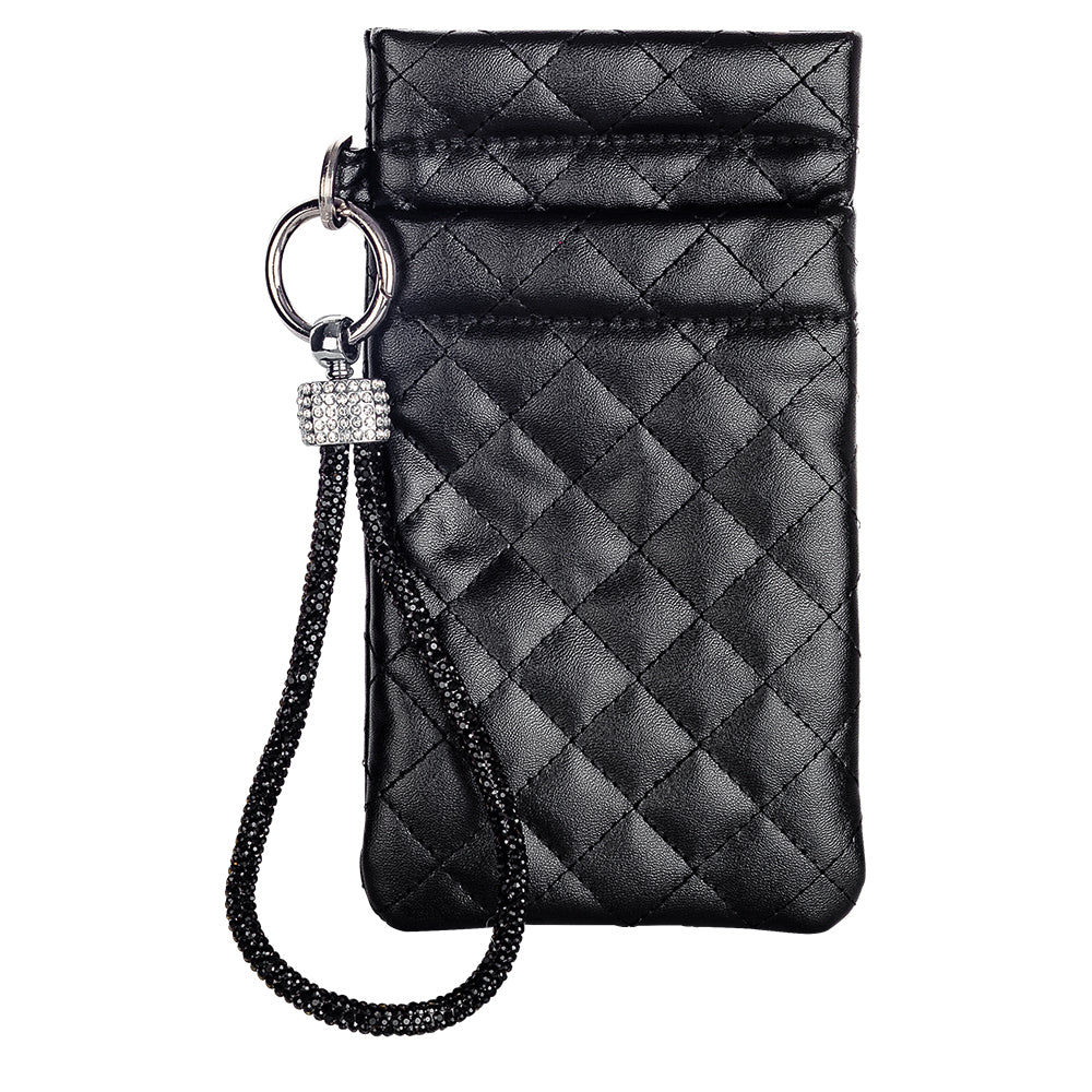 Pouch with Diamonte Wrist Strap - Black