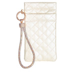 Pouch with Diamonte Wrist Strap - Pearl