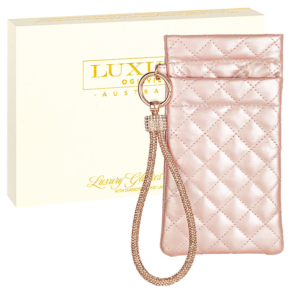 Pouch with Diamonte Wrist Strap - Rose