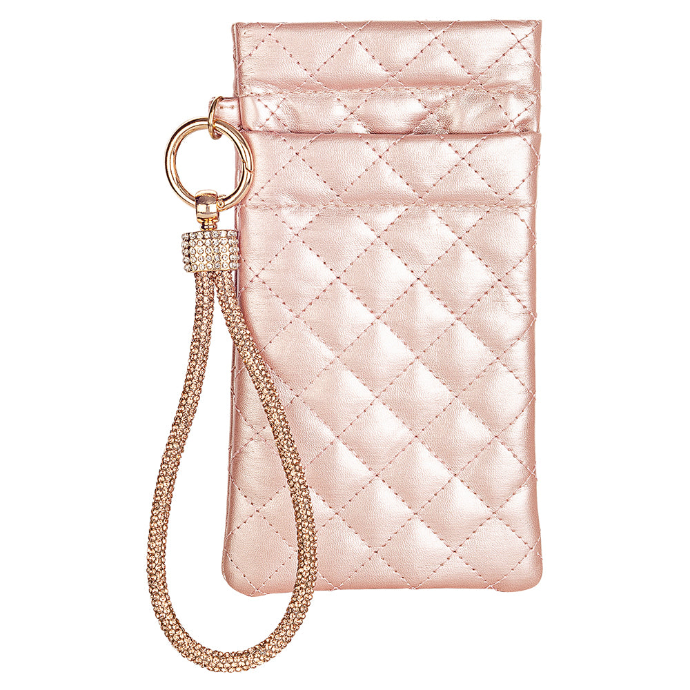 Pouch with Diamonte Wrist Strap - Rose