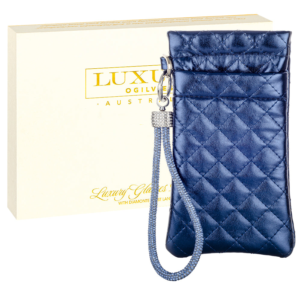 Pouch with Diamonte Wrist Strap - Sapphire