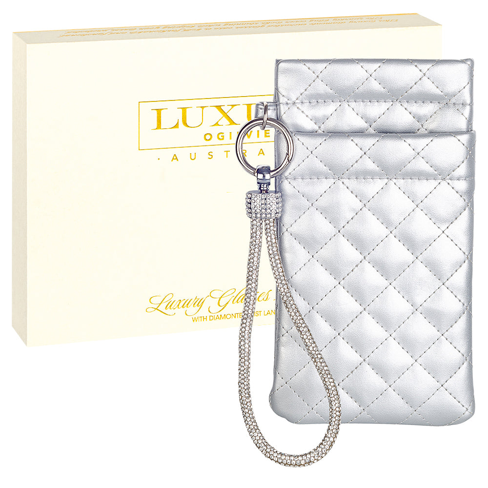 Pouch with Diamonte Wrist Strap - Silver