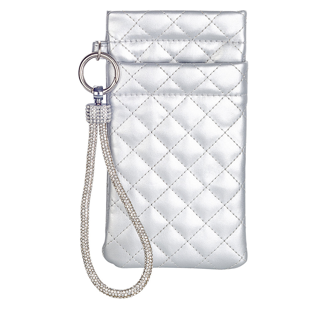 Pouch with Diamonte Wrist Strap - Silver