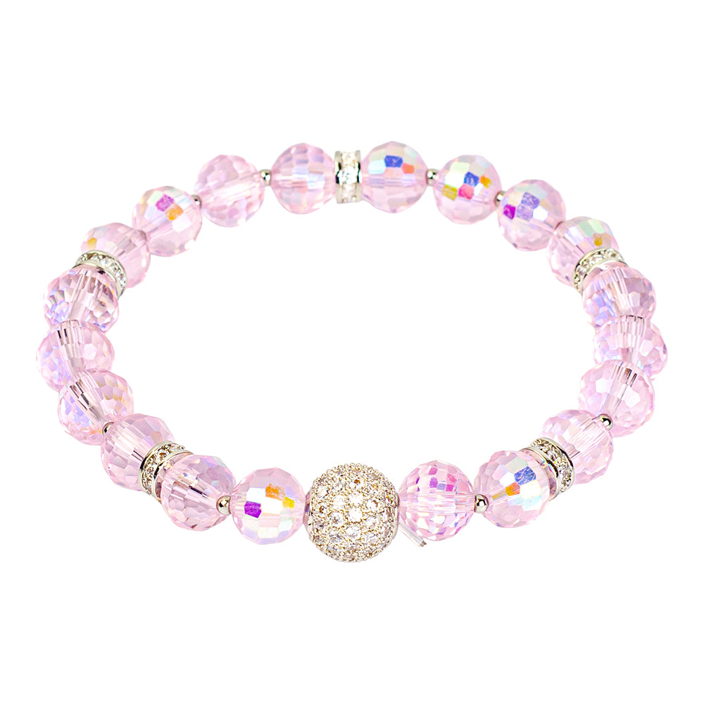 Rainbow Cut Crystal Bracelet - Pink