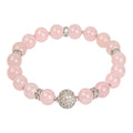 Rose Quartz Bracelet - Silver Diamonte