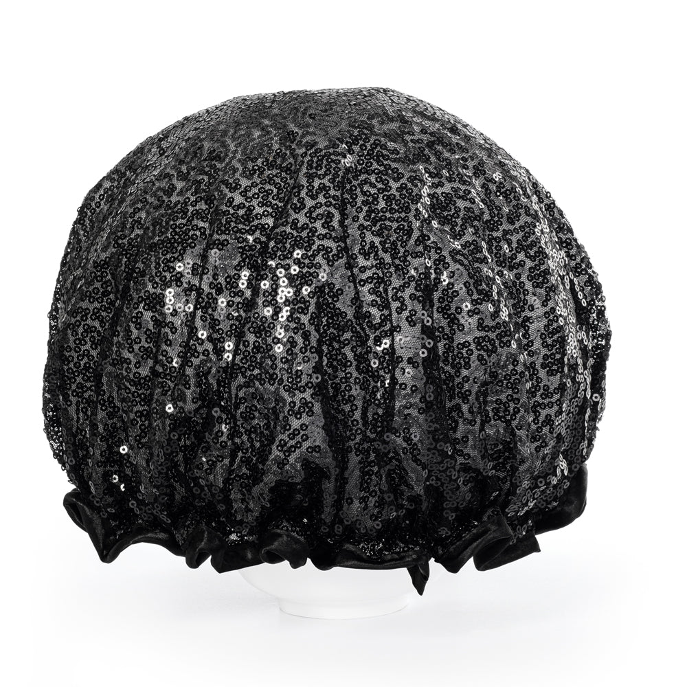 Sequin Shower Cap - Black