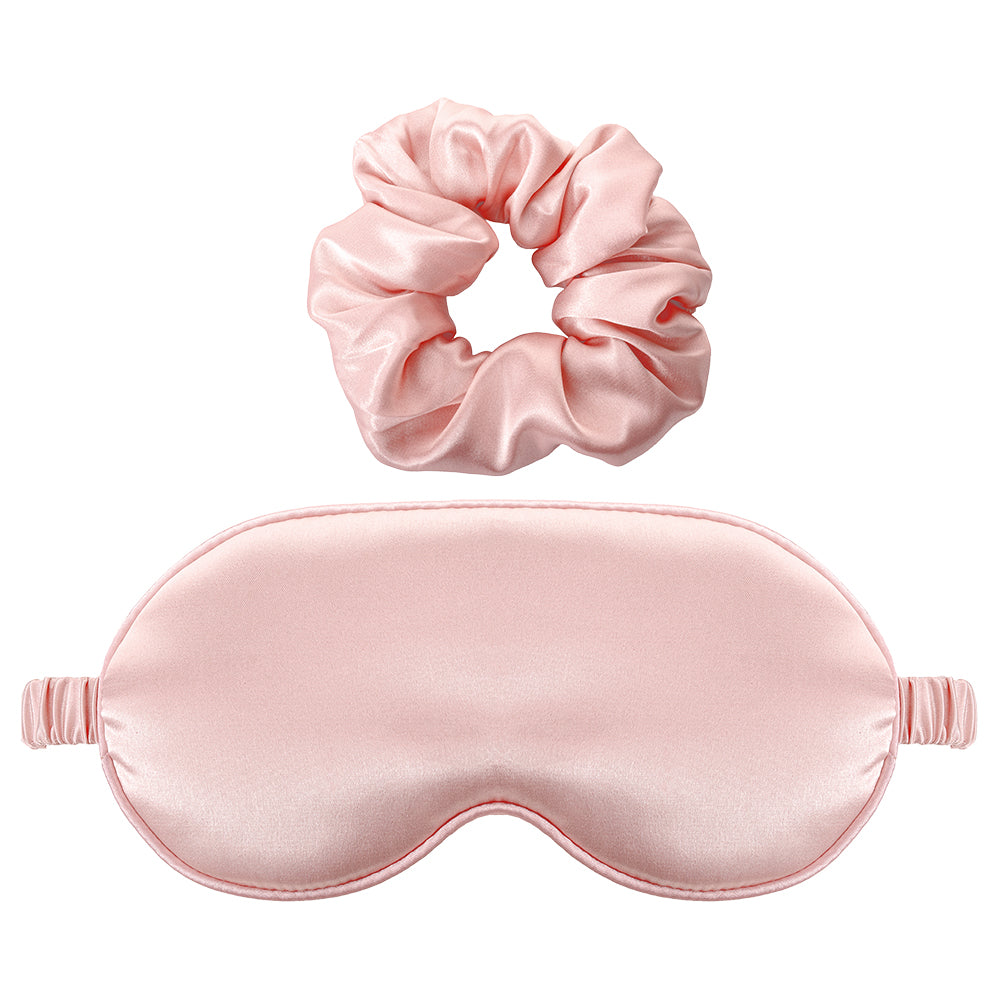 Silky Sleep Mask and Scrunchie Set - Rose
