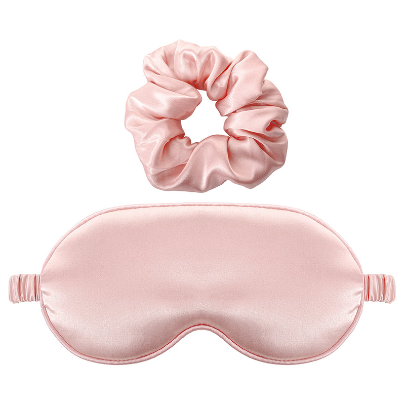 Silky Sleep Mask and Scrunchie Set - Rose