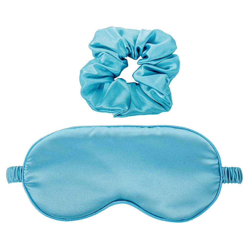 Silky Sleep Mask and Scrunchie Set - Teal