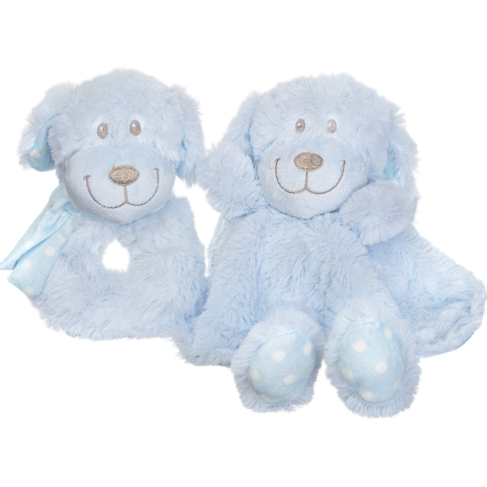 Puppy Comforter and Rattle Gift Set - Blue