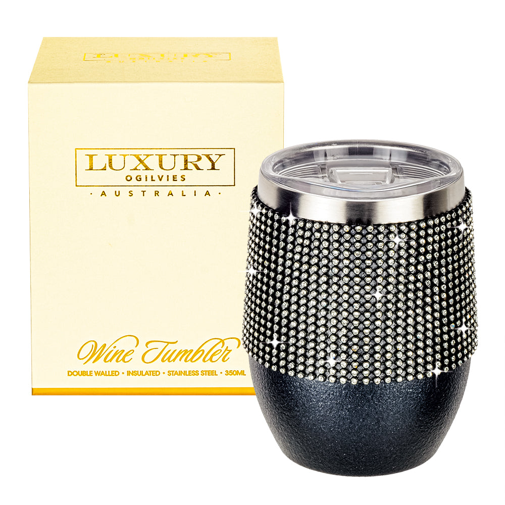 Wine Tumbler - Glitter Black