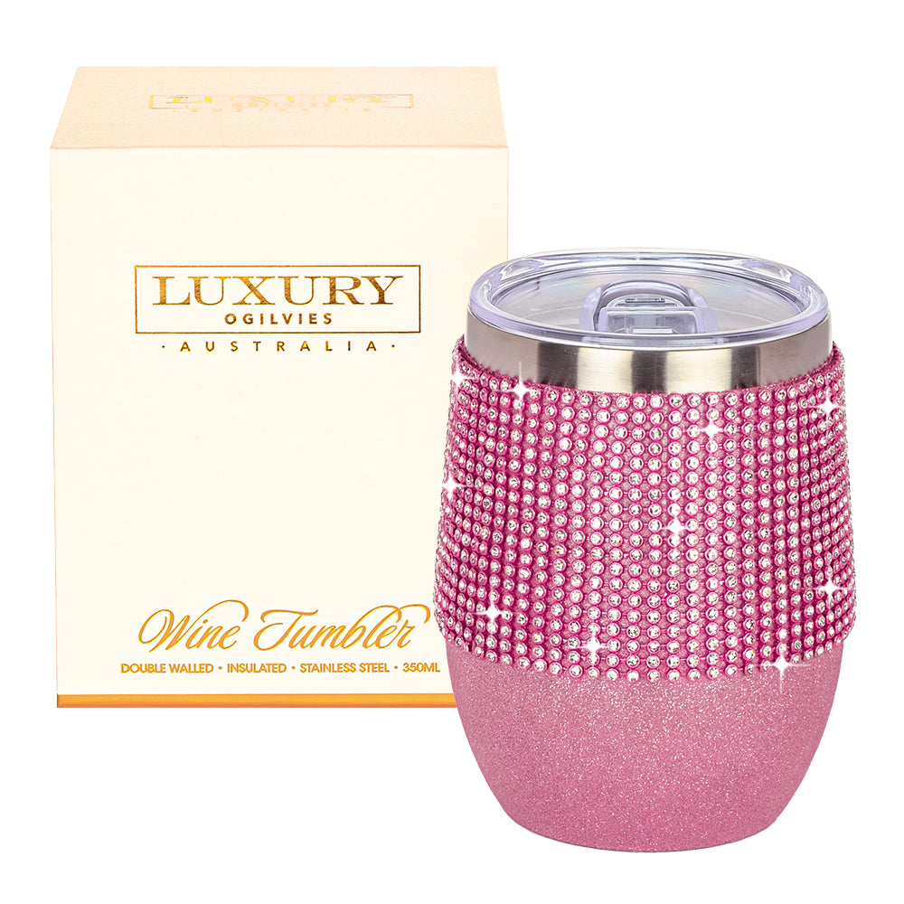Wine Tumbler - Glitter Pink