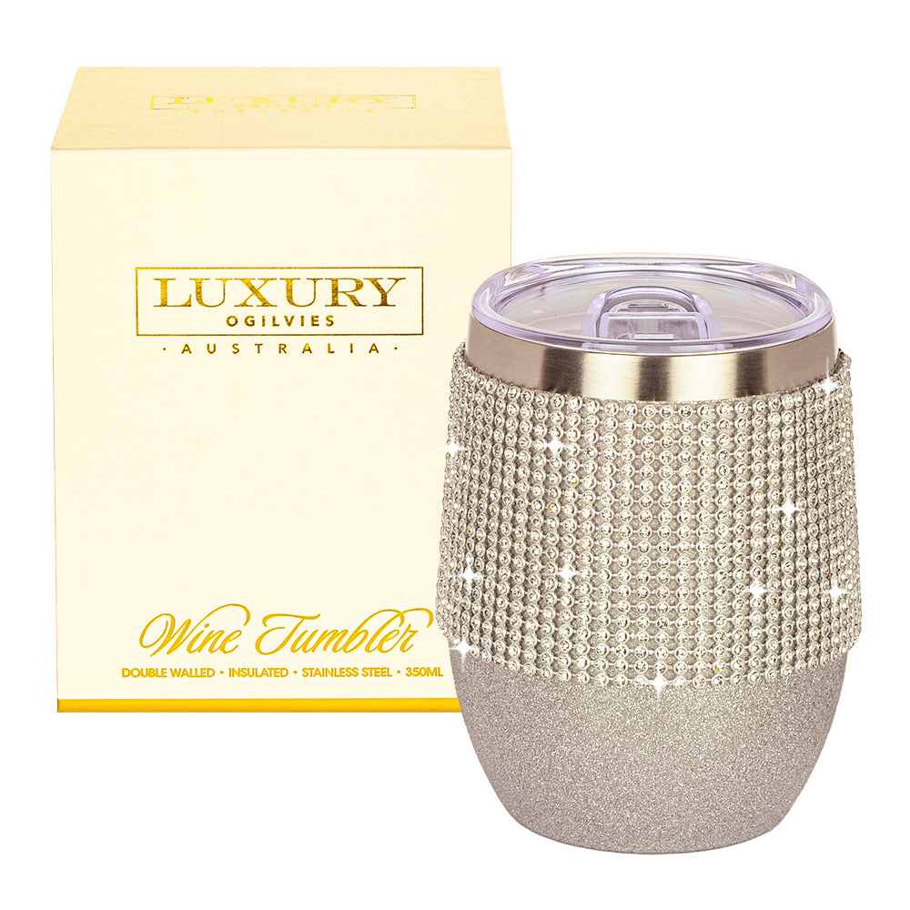 Wine Tumbler - Glitter Silver