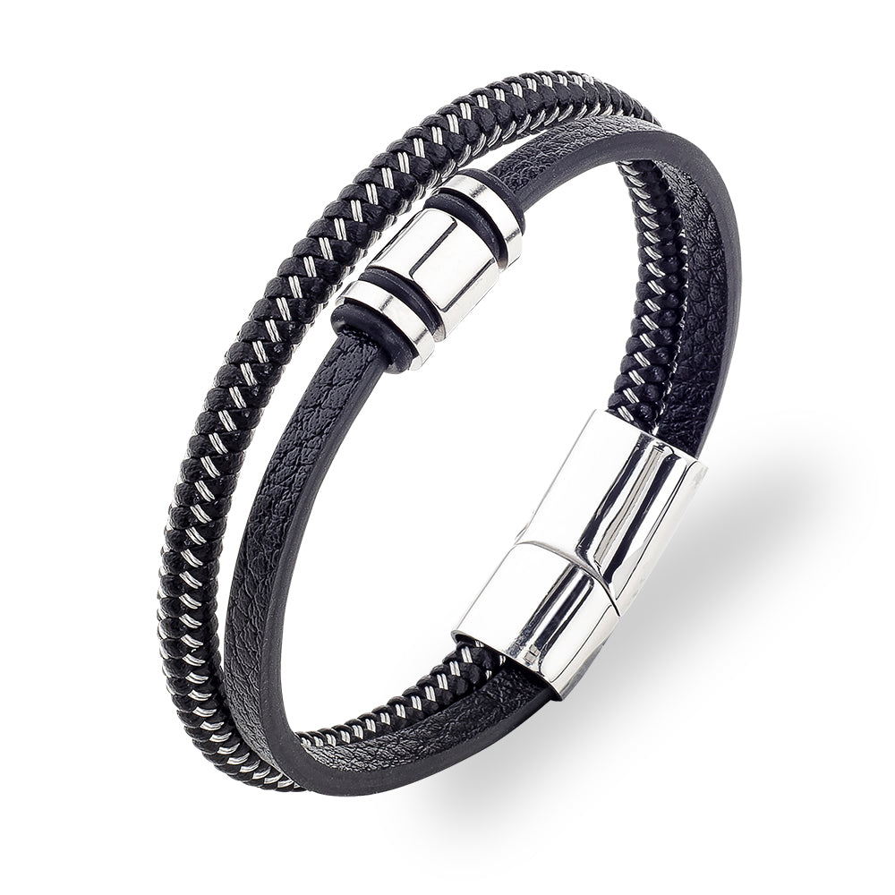 Woven Leather Bracelet - Cable