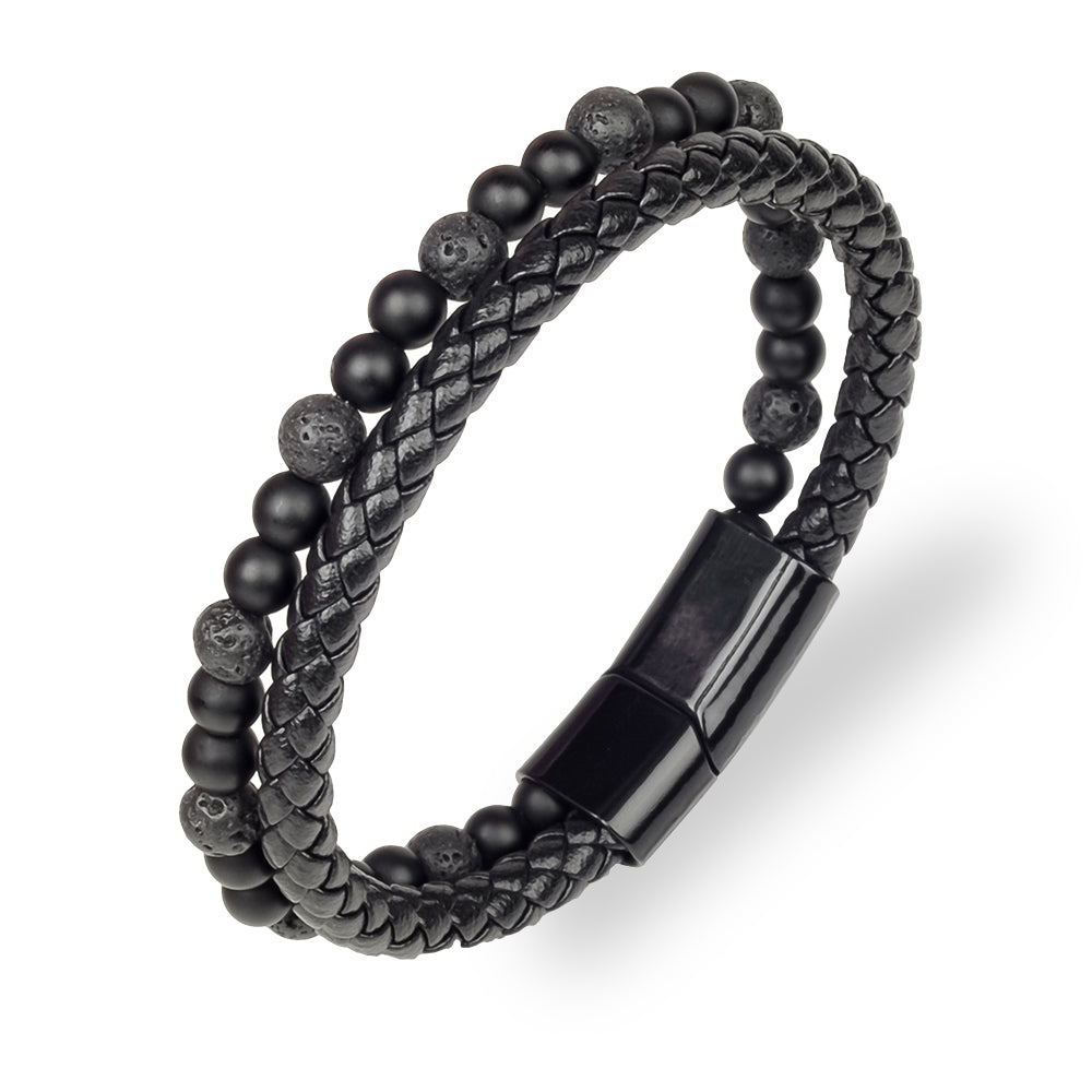 Woven Leather Bracelet - Lava Rope