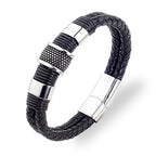 Woven Leather Bracelet - Rope - Black
