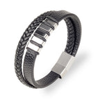Woven Leather Bracelet - Silver