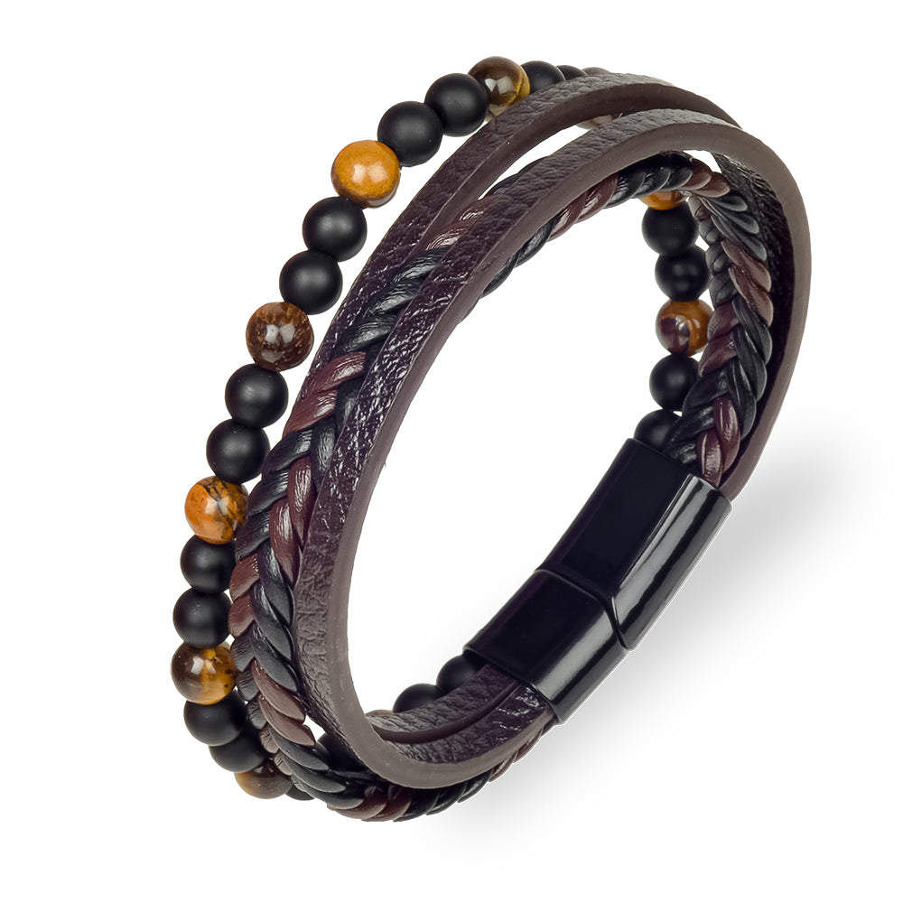 Woven Leather Bracelet - Tiger Twist